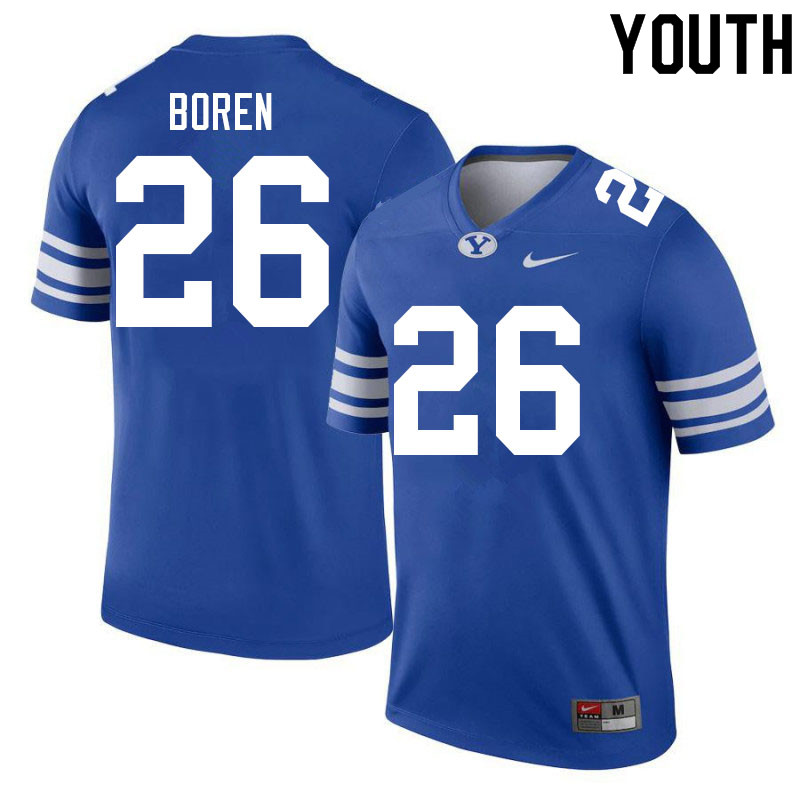 Youth #26 Jacob Boren BYU Cougars College Football Jerseys Sale-Royal